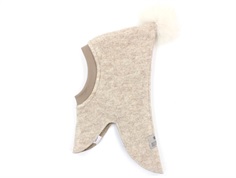 Huttelihut balaclava Traniee sand/light camel pom pom alpaca